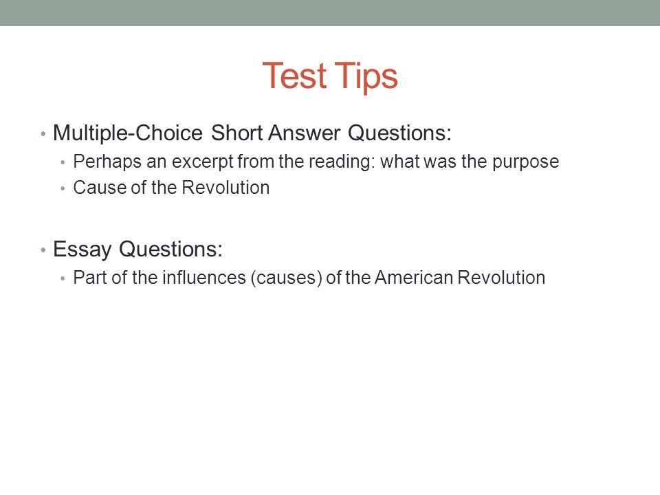 Multiple choice questions and essay questions